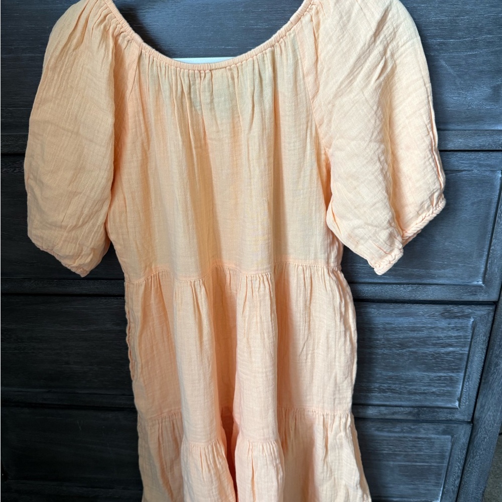 Old Navy Oange Puff Sleeved mini dress with pockets - Picture 5 of 6